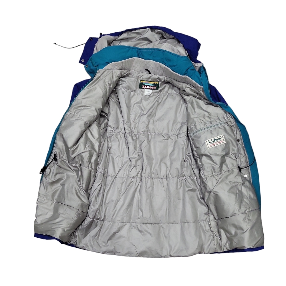 Vintage 80s L.L.Bean Purple Blue Winter Ski Puffer Jacket w/ Removable Hood M - Picture 4 of 12